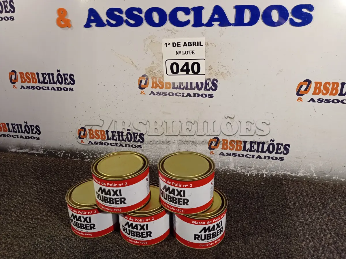 LOTE 040 - 05 LATAS DE MASSA DE POLIS Nº2 490G. (NO ESTADO) ATENÇÃO! FAZER A VISITAÇÃO ANTES DE ARREMATAR, NÃO SABEMOS SE FUNCIONA. LEILÃO NÃO TEM GARANTIA E NEM DEVOLUÇÃO, SUJEITO A POSSÍVEIS AVARIAS VISÍVEIS/OCULTAS E/OU AUSÊNCIA DE COMPONENTES.