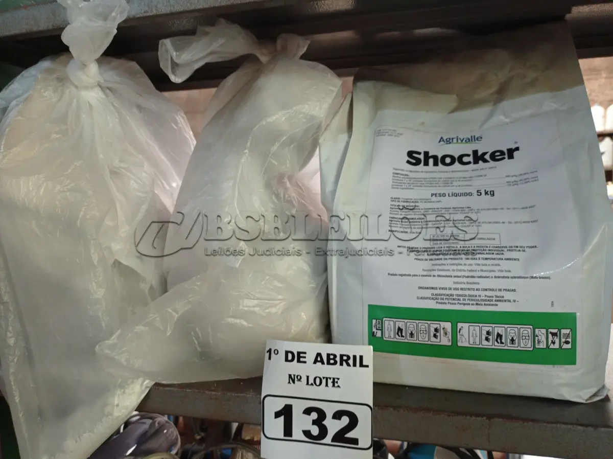 LOTE 132 - 15KG DE FUNGICIDA MICROBIOLÓGICO AGRIVALLE SHOCKER. (NO ESTADO) ATENÇÃO! FAZER A VISITAÇÃO ANTES DE ARREMATAR, NÃO SABEMOS SE FUNCIONA. LEILÃO NÃO TEM GARANTIA E NEM DEVOLUÇÃO, SUJEITO A POSSÍVEIS AVARIAS VISÍVEIS/OCULTAS E/OU AUSÊNCIA DE COMPONENTES.