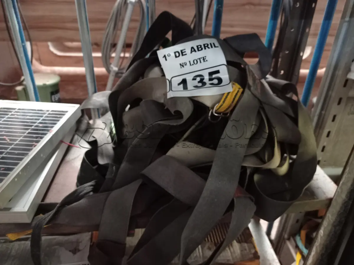 LOTE 135 - 05 CINTOS DE SEGURANÇA NO TRABALHO. (NO ESTADO) ATENÇÃO! FAZER A VISITAÇÃO ANTES DE ARREMATAR, NÃO SABEMOS SE FUNCIONA. LEILÃO NÃO TEM GARANTIA E NEM DEVOLUÇÃO, SUJEITO A POSSÍVEIS AVARIAS VISÍVEIS/OCULTAS E/OU AUSÊNCIA DE COMPONENTES.