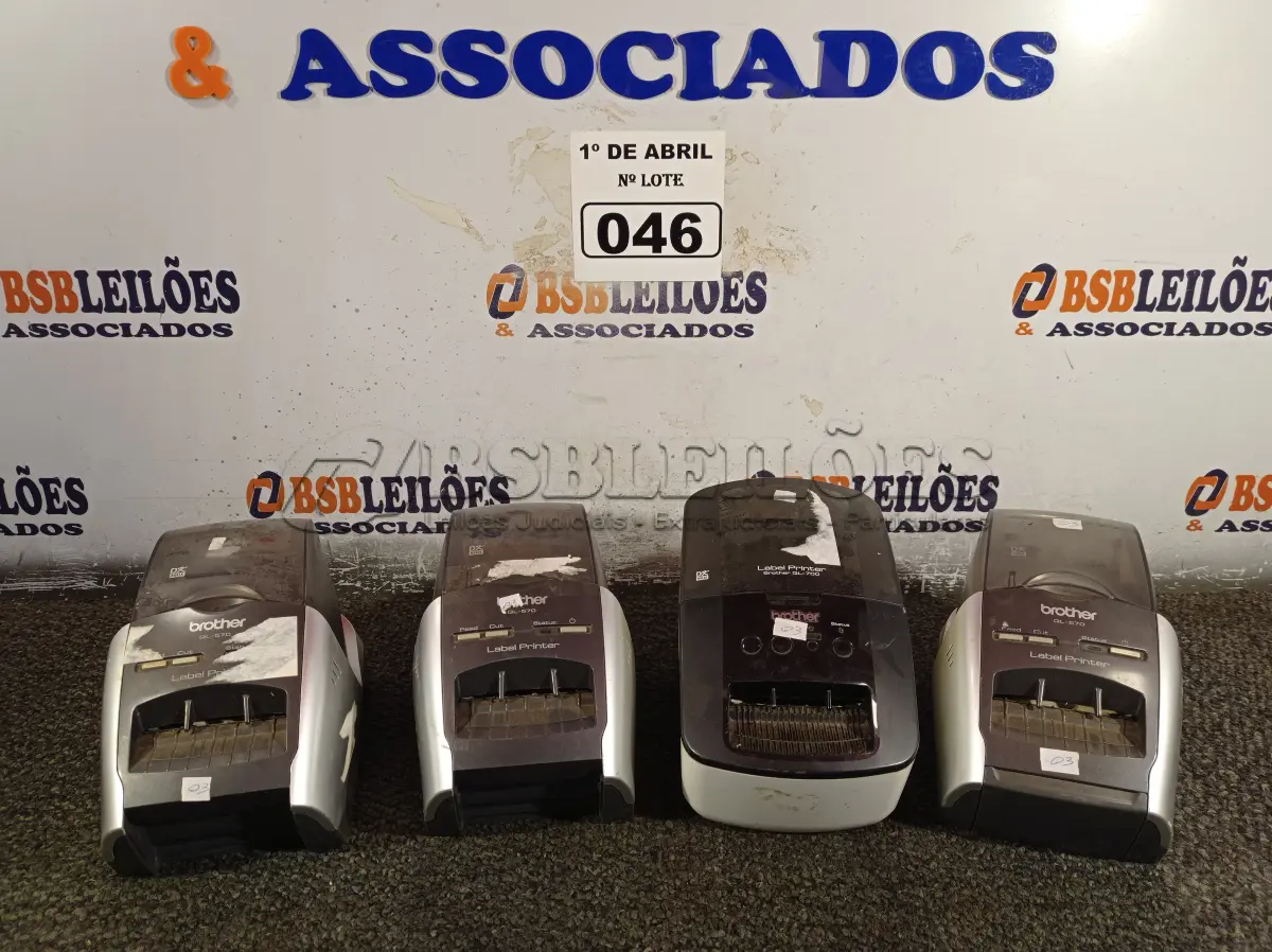 LOTE 046 - 04 IMPRESSORAS DE CUPOM MARCAS BROTHER MODELOS DIVERSOS. (NO ESTADO) ATENÇÃO! FAZER A VISITAÇÃO ANTES DE ARREMATAR, NÃO SABEMOS SE FUNCIONA. LEILÃO NÃO TEM GARANTIA E NEM DEVOLUÇÃO, SUJEITO A POSSÍVEIS AVARIAS VISÍVEIS/OCULTAS E/OU AUSÊNCIA DE COMPONENTES.