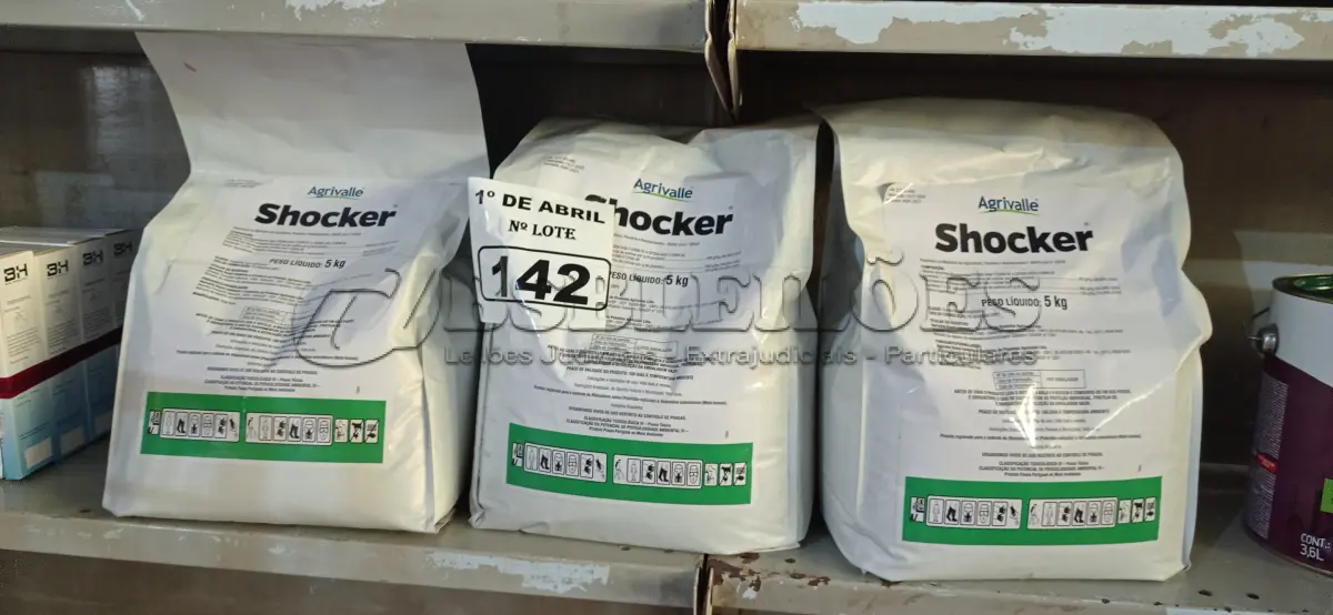 LOTE 142 - 15KG DE FUNGICIDA MICROBIOLÓGICO AGRIVALLE SHOCKER. (NO ESTADO) ATENÇÃO! FAZER A VISITAÇÃO ANTES DE ARREMATAR, NÃO SABEMOS SE FUNCIONA. LEILÃO NÃO TEM GARANTIA E NEM DEVOLUÇÃO, SUJEITO A POSSÍVEIS AVARIAS VISÍVEIS/OCULTAS E/OU AUSÊNCIA DE COMPONENTES.