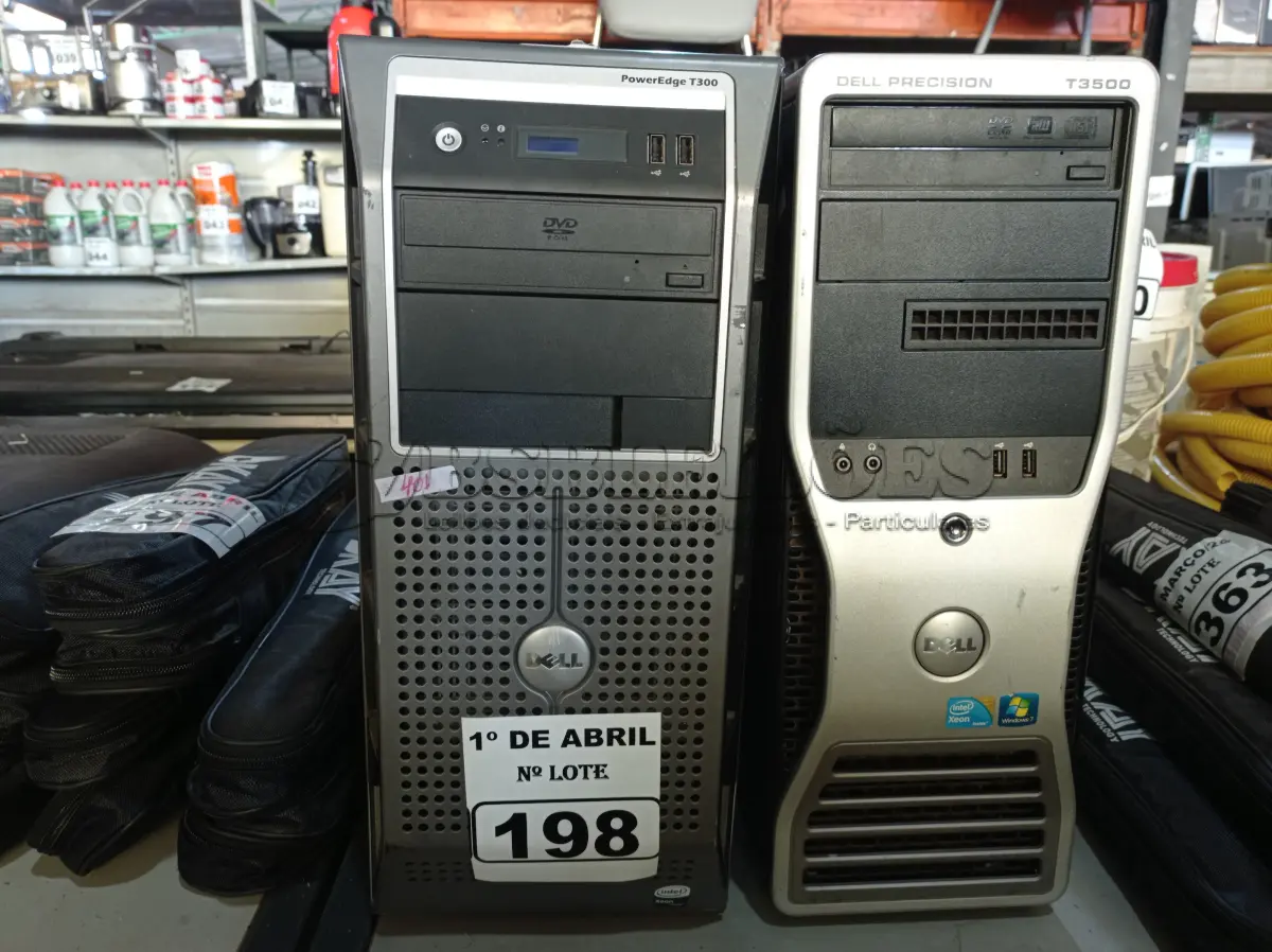 LOTE 198 - 02 SERVIDORES MARCAS DELL. (NO ESTADO) ATENÇÃO! FAZER A VISITAÇÃO ANTES DE ARREMATAR, NÃO SABEMOS SE FUNCIONA. LEILÃO NÃO TEM GARANTIA E NEM DEVOLUÇÃO, SUJEITO A POSSÍVEIS AVARIAS VISÍVEIS/OCULTAS E/OU AUSÊNCIA DE COMPONENTES.