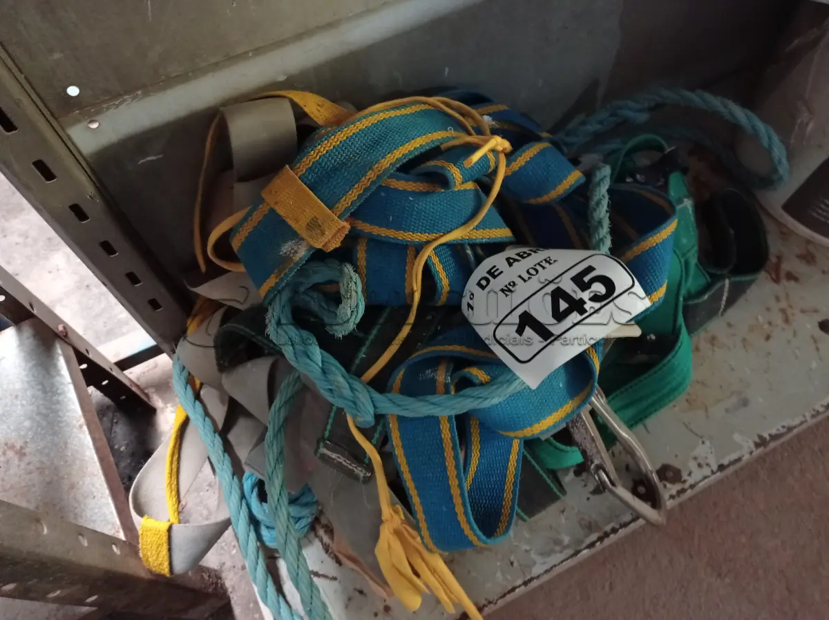 LOTE 145 - 05 CINTOS DE SEGURANÇA NO TRABALHO. (NO ESTADO) ATENÇÃO! FAZER A VISITAÇÃO ANTES DE ARREMATAR, NÃO SABEMOS SE FUNCIONA. LEILÃO NÃO TEM GARANTIA E NEM DEVOLUÇÃO, SUJEITO A POSSÍVEIS AVARIAS VISÍVEIS/OCULTAS E/OU AUSÊNCIA DE COMPONENTES.