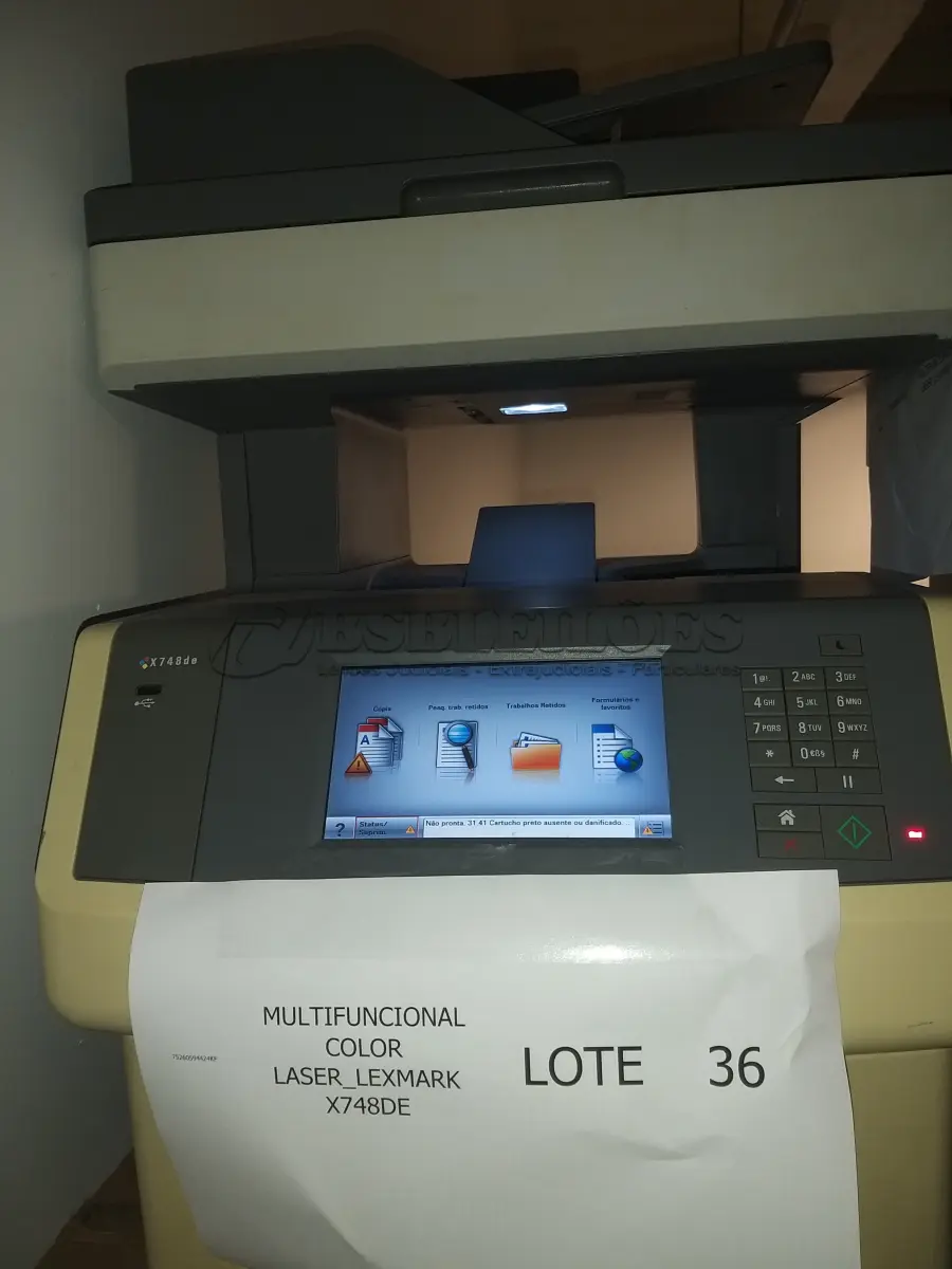 LOTE 036 - 01 MULTIFUNCIONAL COLOR LASER_LEXMARK X748DE. (NO ESTADO)
