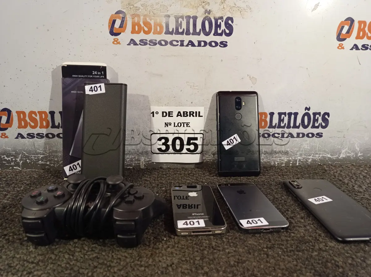 LOTE 305 - 01 JOGO DE CHAVES DE PRECISÃO, 01 CONTROLE DE VIDEOGAME E 04 CELULARES MARCAS E MODELOS DIVERSOS PARA RETIRADA DE PEÇAS. (NO ESTADO) ATENÇÃO! FAZER A VISITAÇÃO ANTES DE ARREMATAR, NÃO SABEMOS SE FUNCIONA. LEILÃO NÃO TEM GARANTIA E NEM DEVOLUÇÃO, SUJEITO A POSSÍVEIS AVARIAS VISÍVEIS/OCULTAS E/OU AUSÊNCIA DE COMPONENTES.
