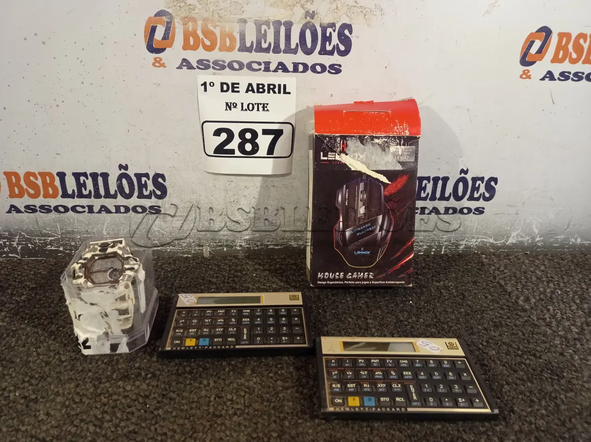 LOTE 287 - 01 RELÓGIO, 01 MOUSE GAMER E 02 CALCULADORAS. (NO ESTADO) ATENÇÃO! FAZER A VISITAÇÃO ANTES DE ARREMATAR, NÃO SABEMOS SE FUNCIONA. LEILÃO NÃO TEM GARANTIA E NEM DEVOLUÇÃO, SUJEITO A POSSÍVEIS AVARIAS VISÍVEIS/OCULTAS E/OU AUSÊNCIA DE COMPONENTES.