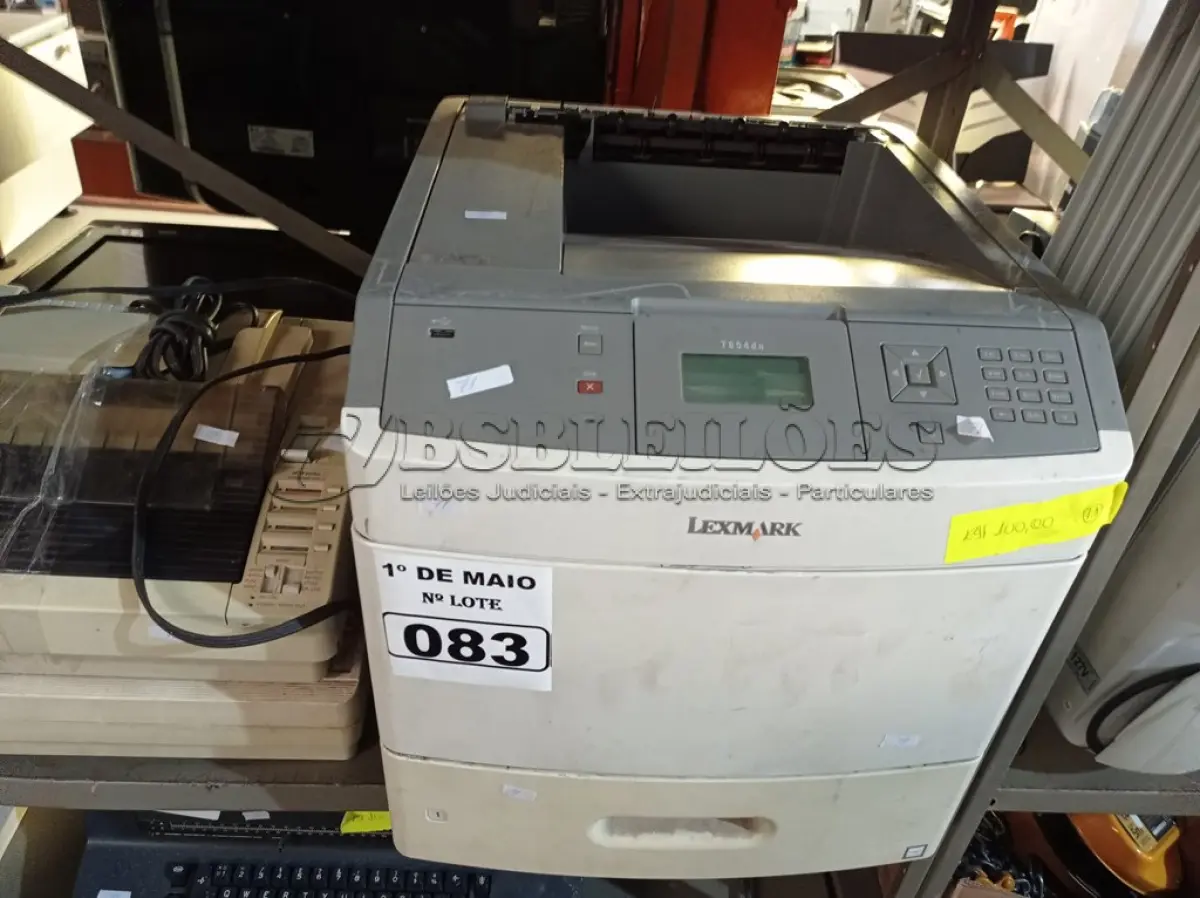 LOTE 083 - 01 IMPRESSORA A LASER MARCA LEXMARK MODELO T654DN E 02 IMPRESSORAS MATRICIAL. (NO ESTADO) ATENÇÃO! FAZER A VISITAÇÃO ANTES DE ARREMATAR, NÃO SABEMOS SE FUNCIONA. LEILÃO NÃO TEM GARANTIA E NEM DEVOLUÇÃO, SUJEITO A POSSÍVEIS AVARIAS VISÍVEIS/OCULTAS E/OU AUSÊNCIA DE COMPONENTES.