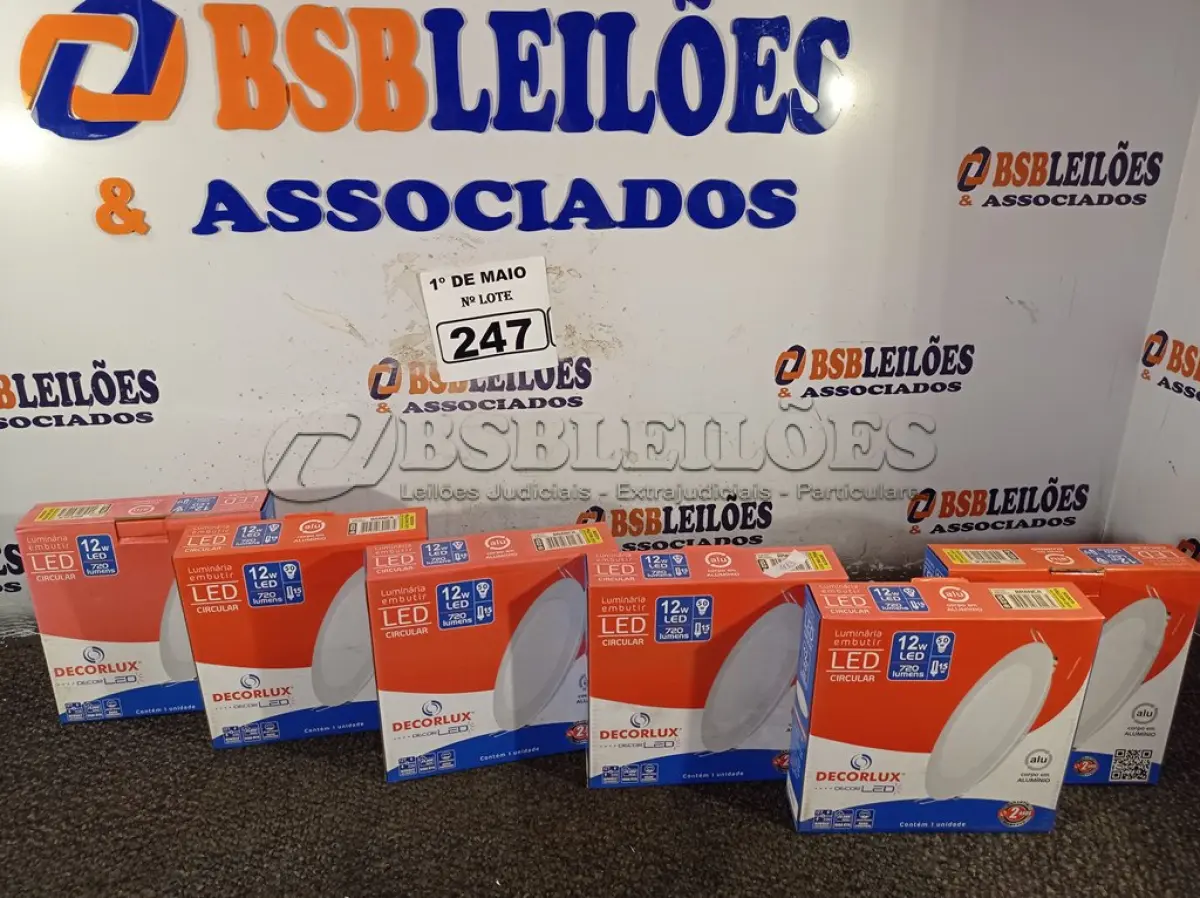 LOTE 247 - 06 LUMINÁRIAS DE LED EMBUTIR CIRCULAR BIVOLT 12W 4000K DECORLUX.(NOVAS) (NO ESTADO)