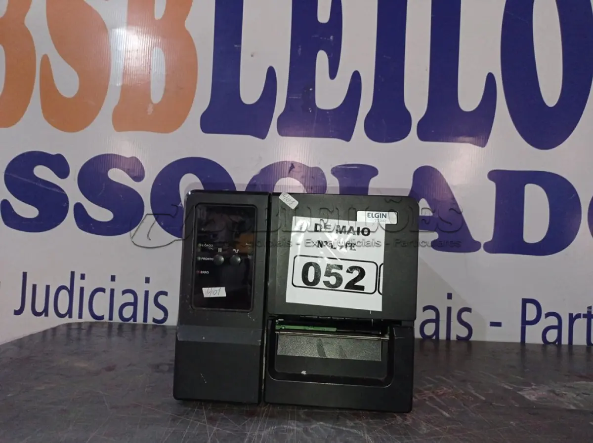LOTE 052 - 01 IMPRESSORA DE ETIQUETAS MARCA ELGIN. (NO ESTADO) ATENÇÃO! FAZER A VISITAÇÃO ANTES DE ARREMATAR, NÃO SABEMOS SE FUNCIONA. LEILÃO NÃO TEM GARANTIA E NEM DEVOLUÇÃO, SUJEITO A POSSÍVEIS AVARIAS VISÍVEIS/OCULTAS E/OU AUSÊNCIA DE COMPONENTES.