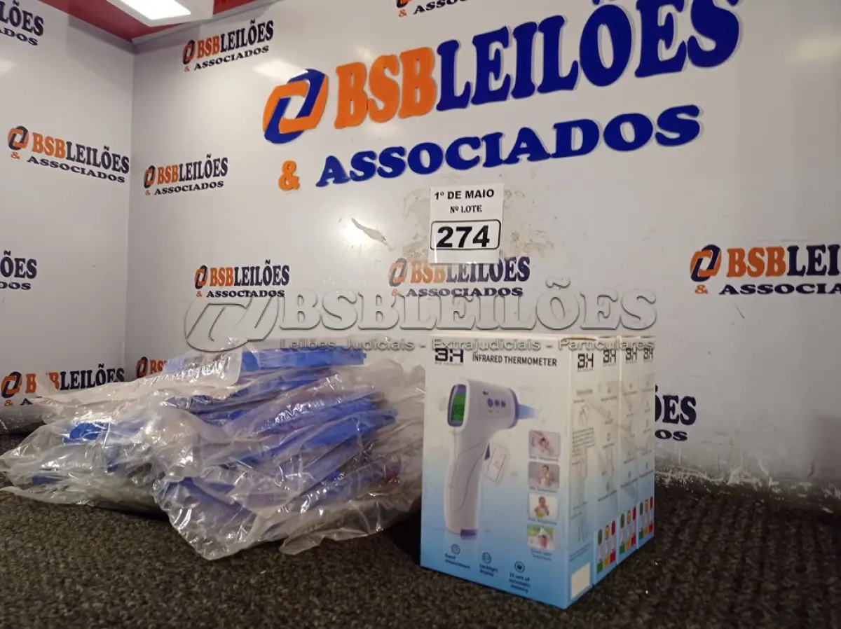 LOTE 274 - 10 MASCARAS DE PROTEÇÃO E 04 TERMÔMETROS DIGITAI. (NO ESTADO) ATENÇÃO! FAZER A VISITAÇÃO ANTES DE ARREMATAR, NÃO SABEMOS SE FUNCIONA. LEILÃO NÃO TEM GARANTIA E NEM DEVOLUÇÃO, SUJEITO A POSSÍVEIS AVARIAS VISÍVEIS/OCULTAS E/OU AUSÊNCIA DE COMPONENTES.