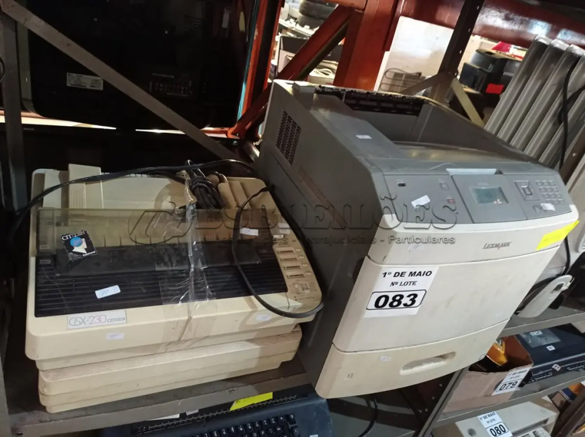 LOTE 083 - 01 IMPRESSORA A LASER MARCA LEXMARK MODELO T654DN E 02 IMPRESSORAS MATRICIAL. (NO ESTADO) ATENÇÃO! FAZER A VISITAÇÃO ANTES DE ARREMATAR, NÃO SABEMOS SE FUNCIONA. LEILÃO NÃO TEM GARANTIA E NEM DEVOLUÇÃO, SUJEITO A POSSÍVEIS AVARIAS VISÍVEIS/OCULTAS E/OU AUSÊNCIA DE COMPONENTES.