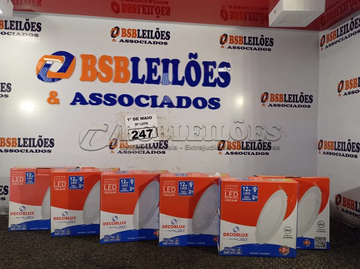 LOTE 247 - 06 LUMINÁRIAS DE LED EMBUTIR CIRCULAR BIVOLT 12W 4000K DECORLUX.(NOVAS) (NO ESTADO)