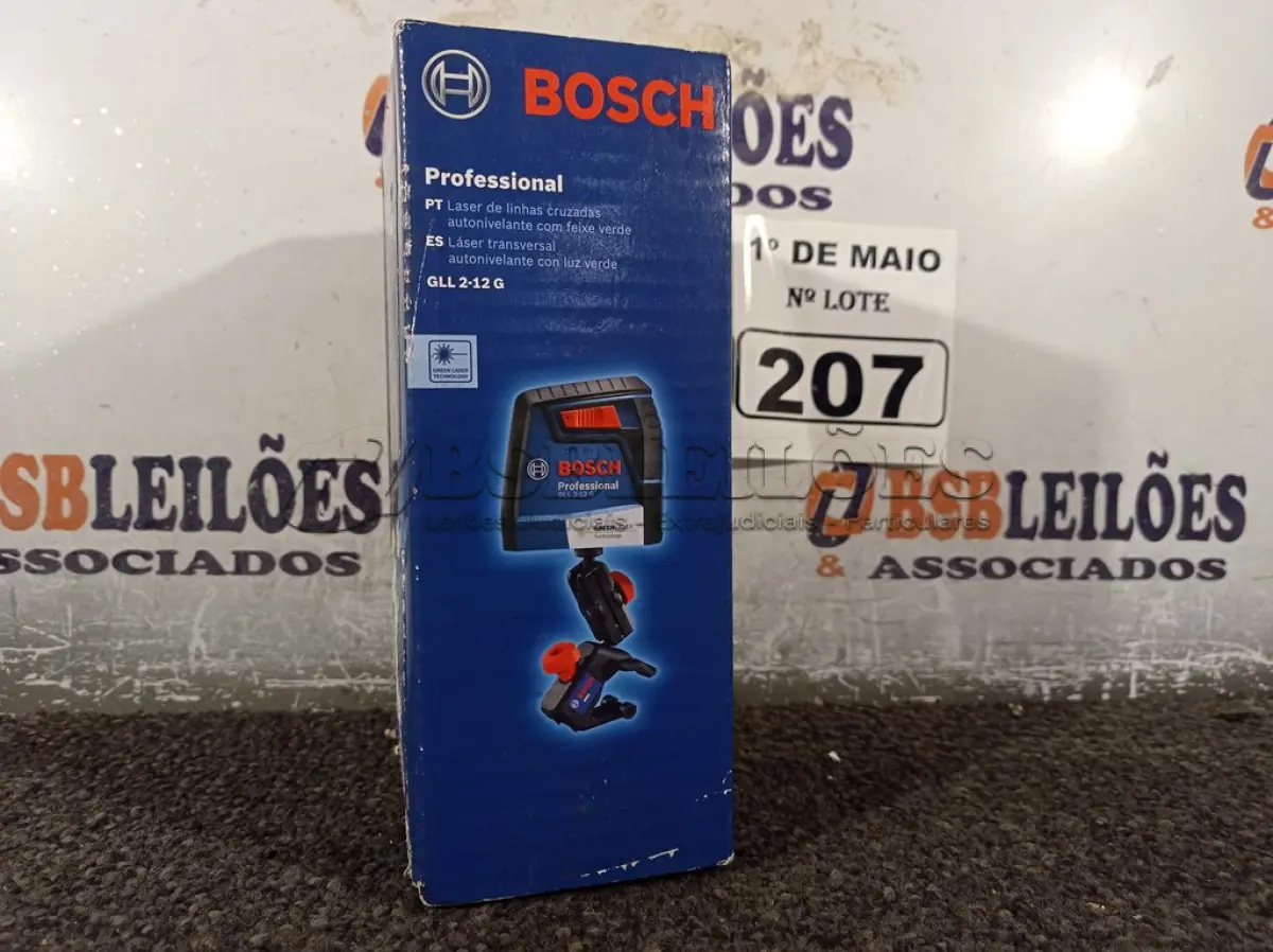 LOTE 207 - 01 LASER DE LINHAS CRUZADAS AUTONIVELANTE COM FAIXA VERDE MODELO:GLL2-12G MARCA BOSCH. (NOVO)(NO ESTADO)