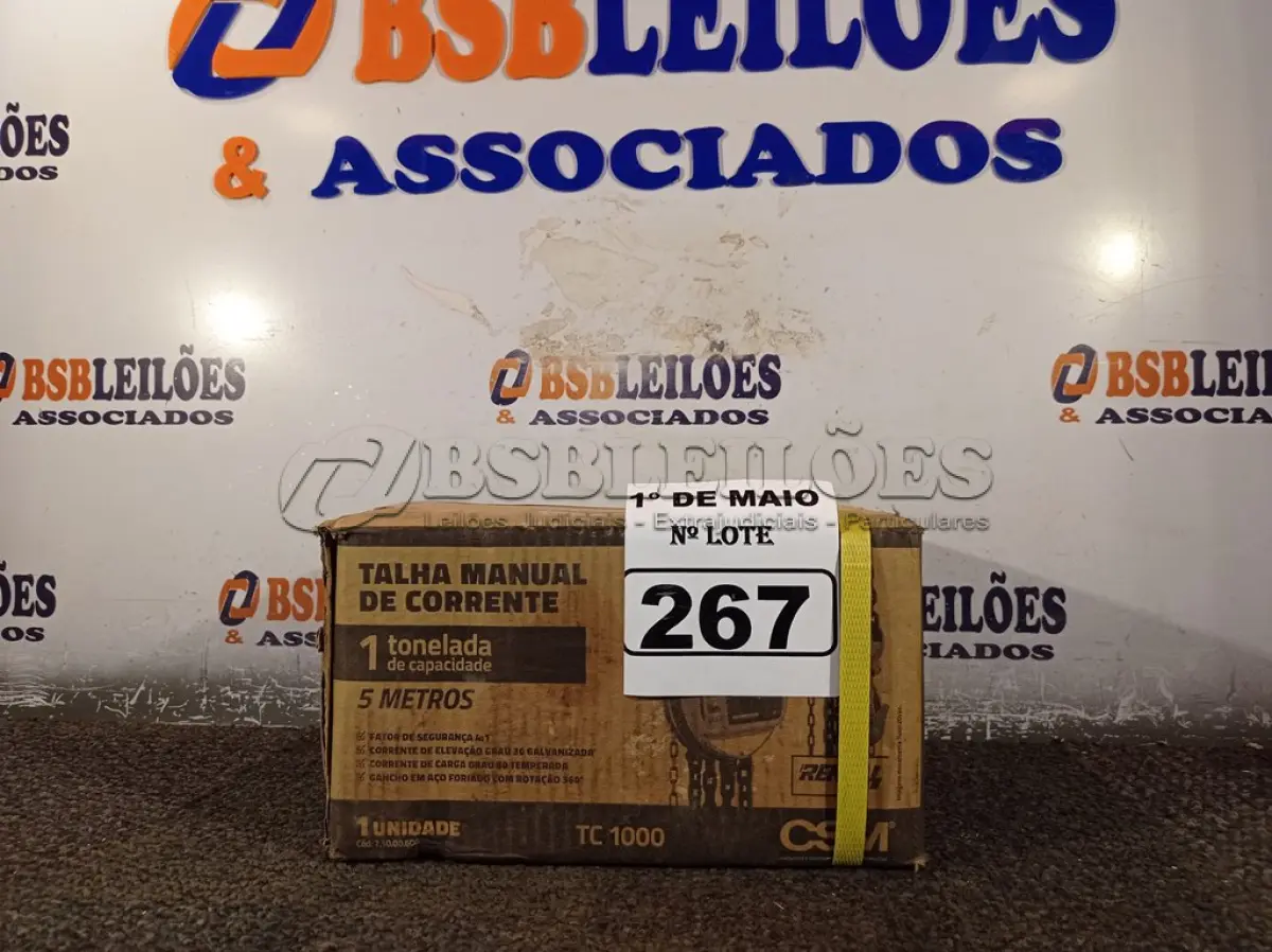 LOTE 267 - 01 TALHA MANUAL DE CORRENTE 1 TONELADA DE CAPACIDADE E 05 METROS MODELO: TC1000 CSM RENTAL PRO. (NOVA). (NO ESTADO)