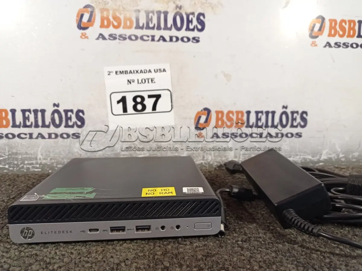 LOTE 187 - 01 CPU SEM MEMÓRIA E SEM HD COM CARREGADOR MARCA HP. (NO ESTADO) BD1777N