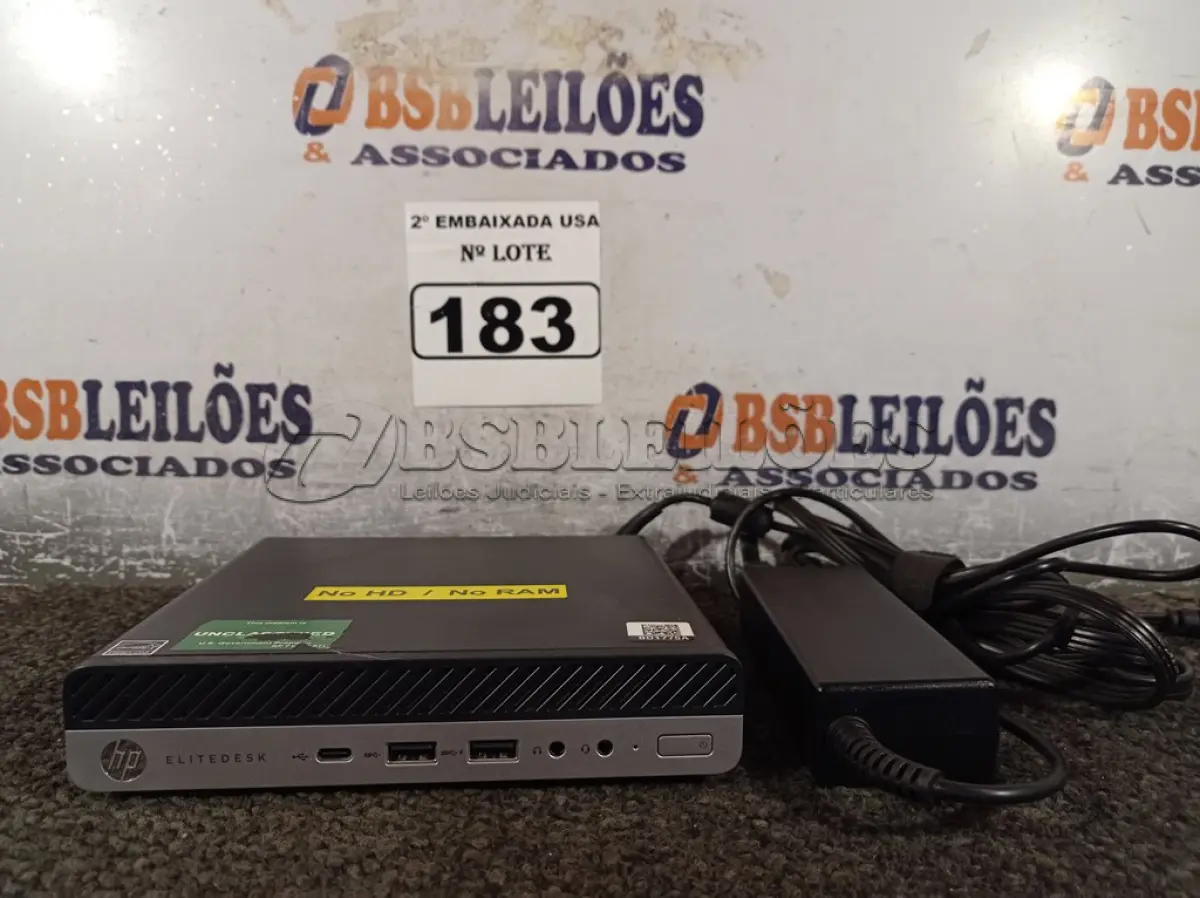 LOTE 183 - 01 CPU SEM MEMÓRIA E SEM HD COM CARREGADOR MARCA HP. (NO ESTADO) BD1775A