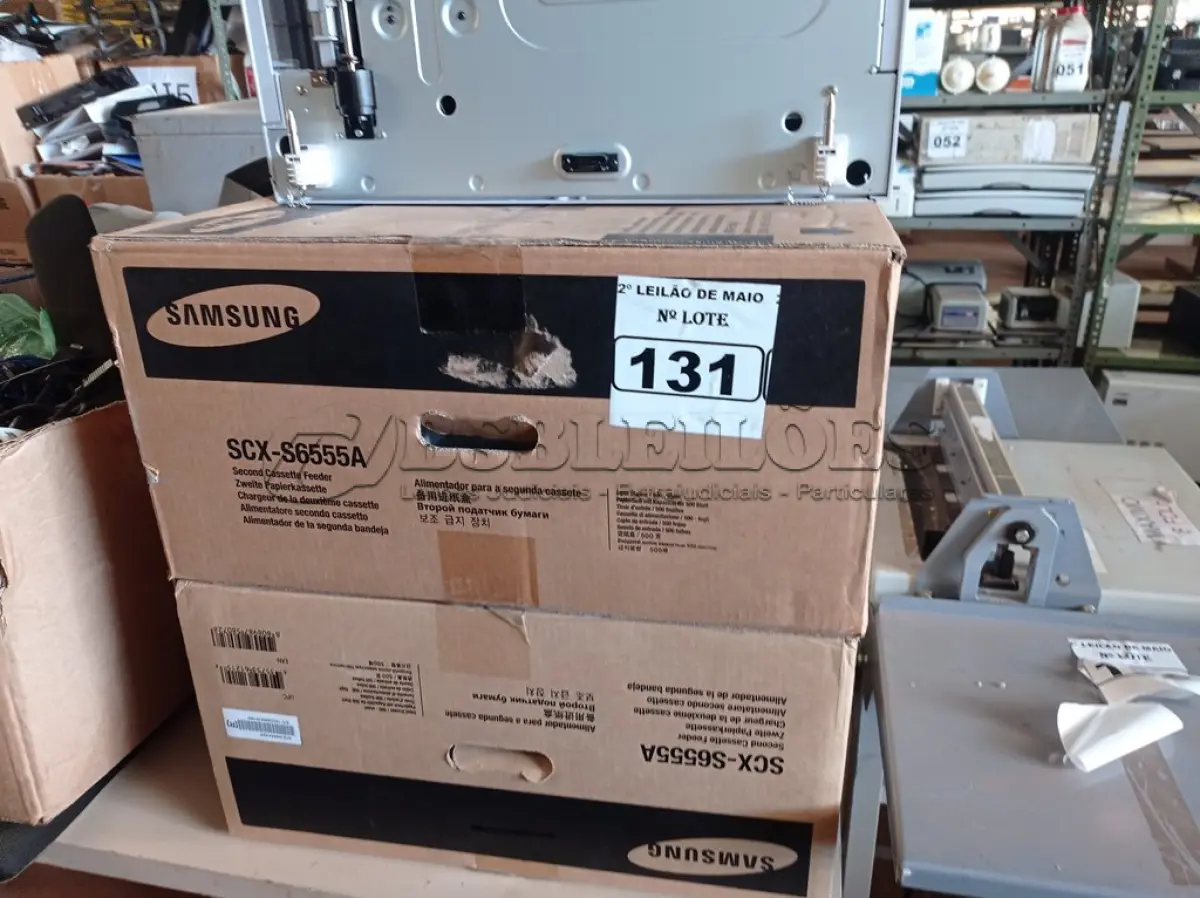 LOTE 131 - 02 GAVETAS PARA PAPEL DA IMPRESSORA SAMSUNG MODELO SCX-S6555A. (NO ESTADO) ATENÇÃO! FAZER A VISITAÇÃO ANTES DE ARREMATAR, NÃO SABEMOS SE FUNCIONA. LEILÃO NÃO TEM GARANTIA E NEM DEVOLUÇÃO, SUJEITO A POSSÍVEIS AVARIAS VISÍVEIS/OCULTAS E/OU AUSÊNCIA DE COMPONENTES.