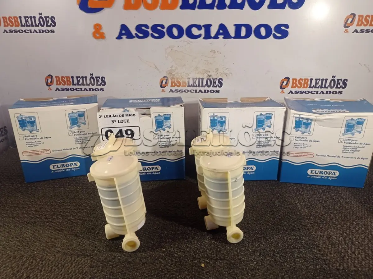 LOTE 049 - 06 REFIS PARA PURIFICADOR DE ÁGUA EUROPA. (NO ESTADO) ATENÇÃO! FAZER A VISITAÇÃO ANTES DE ARREMATAR, NÃO SABEMOS SE FUNCIONA. LEILÃO NÃO TEM GARANTIA E NEM DEVOLUÇÃO, SUJEITO A POSSÍVEIS AVARIAS VISÍVEIS/OCULTAS E/OU AUSÊNCIA DE COMPONENTES.