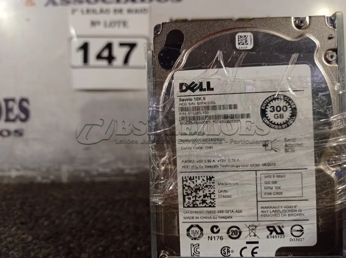 LOTE 147 - 10 HARD DISCS PARA SERVIDOR DE GAVETA. (NO ESTADO) ATENÇÃO! FAZER A VISITAÇÃO ANTES DE ARREMATAR, NÃO SABEMOS SE FUNCIONA. LEILÃO NÃO TEM GARANTIA E NEM DEVOLUÇÃO, SUJEITO A POSSÍVEIS AVARIAS VISÍVEIS/OCULTAS E/OU AUSÊNCIA DE COMPONENTES.