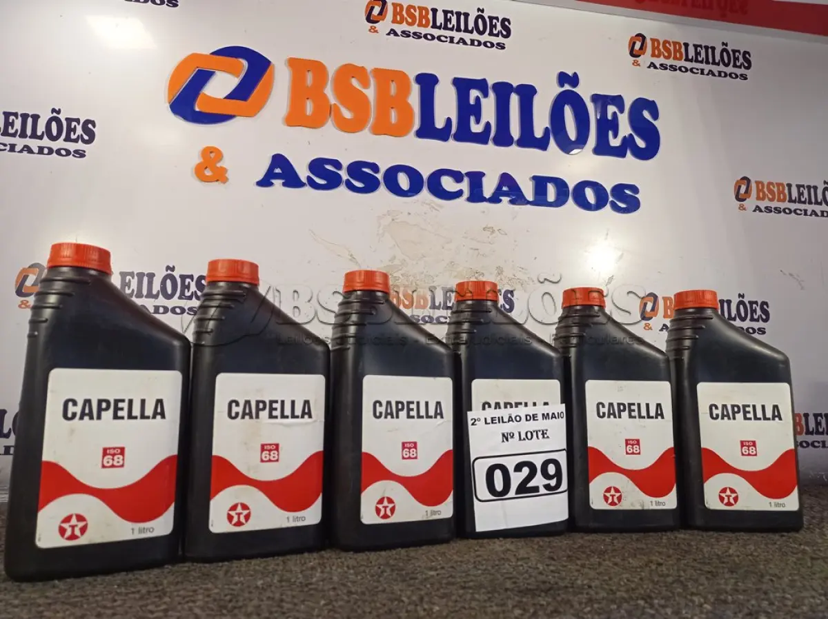 LOTE 029 - 06 LITROS DE ÓLEO CAPELA ISSO 68, LUBRIFICANTE MINERAL PARA COMPRESSORES DE REFRIGERAÇÃO DE SISTEMAS NÃO SELADOS QUE UTILIZEM COMO GÁS REFRIGERANTE O FREON, AMÔNIA E SIMILARES. (NO ESTADO) ATENÇÃO! FAZER A VISITAÇÃO ANTES DE ARREMATAR, NÃO SABEMOS SE FUNCIONA. LEILÃO NÃO TEM GARANTIA E NEM DEVOLUÇÃO, SUJEITO A POSSÍVEIS AVARIAS VISÍVEIS/OCULTAS E/OU AUSÊNCIA DE COMPONENTES.