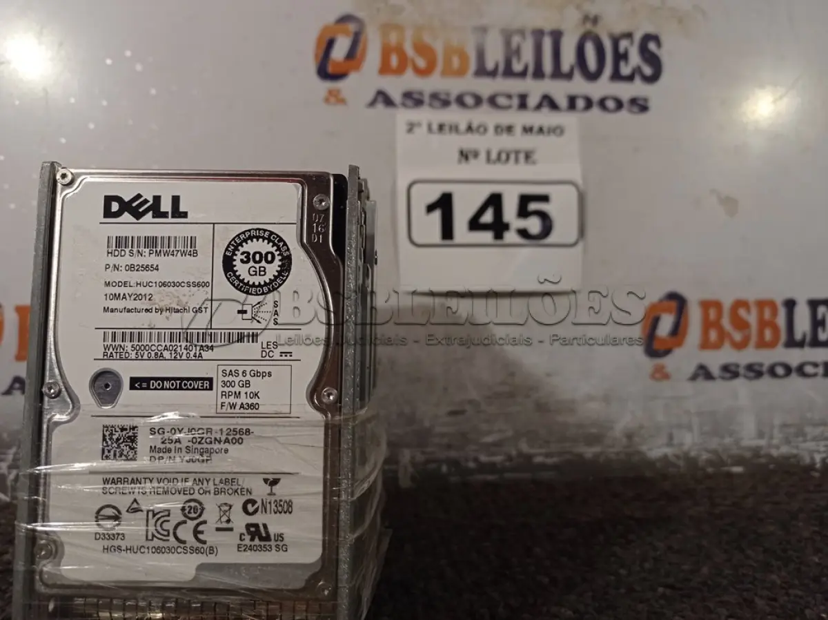 LOTE 145 - 10 HARD DISCS PARA SERVIDOR DE GAVETA. (NO ESTADO) ATENÇÃO! FAZER A VISITAÇÃO ANTES DE ARREMATAR, NÃO SABEMOS SE FUNCIONA. LEILÃO NÃO TEM GARANTIA E NEM DEVOLUÇÃO, SUJEITO A POSSÍVEIS AVARIAS VISÍVEIS/OCULTAS E/OU AUSÊNCIA DE COMPONENTES.