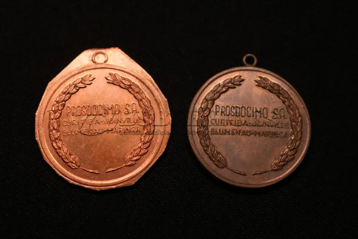 LOTE 025 - LOTE 25 – MEDALHAS INDÚSTRIA 	MEDALHA	OBSERVAÇÕES 1.		Fabrica de Curitiba. 1944.	Bronzeada – envelope da Coleção Júlio Estrella Moreira 2.		Salão anual de fotografias folhinhas Prosdócimo Gravador: Frederico Tod.	Bronzeada – prova de cunho 3.		Salão anual de fotografias folhinhas Prosdócimo Gravador: Frederico Tod.	Bronzeada – envelope da Coleção Júlio Estrella Moreira 4.		Grande Prémio Prosdócimo (ciclismo) Gravador: José Peón	Bronzeada 5.		Grande Prémio Prosdócimo (ciclismo) Gravador: José Peón	Bronzeada