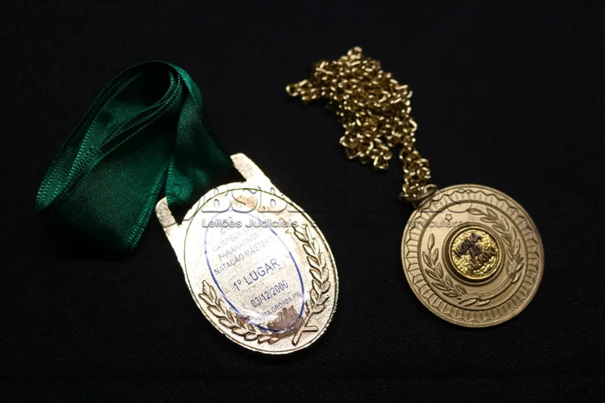 LOTE 045 - LOTE 45 – BANESTADO 	OBJETO	OBSERVAÇÕES 1.		Medalha Prateada Banestado – sem uso	3 unidades 2.		Medalha Associação Banestado – Inauguração Ginásio de Esportes-  30 de outubro de 1982	5 unidades 3.		Pin Banestado Feira do Paraná Super Plus Titulo de Capitalização.	3 unidades 4.		Pin CIN Centro Internacional de Negócios -  Banestado	1 unidade 5.		Pin 8ª Assembleia Geral da Federação Luterana Mundial – 1998 - Banestado	1 unidade 6.		Crachá de funcionário Banestado em metal	1 unidade 7.		Medalha Campeonato Paranaense de Natação – Associação Masters do Paraná. 2000. Banestado	1 unidade 8.		Medalha Honra ao Mérito - Banestado	1 unidade 9.		Alfinete de Lapela Banestado – Foz do Iguacu	1 unidade 10.		Alfinete de Lapela Banestado – Pato Branco	2 unidade