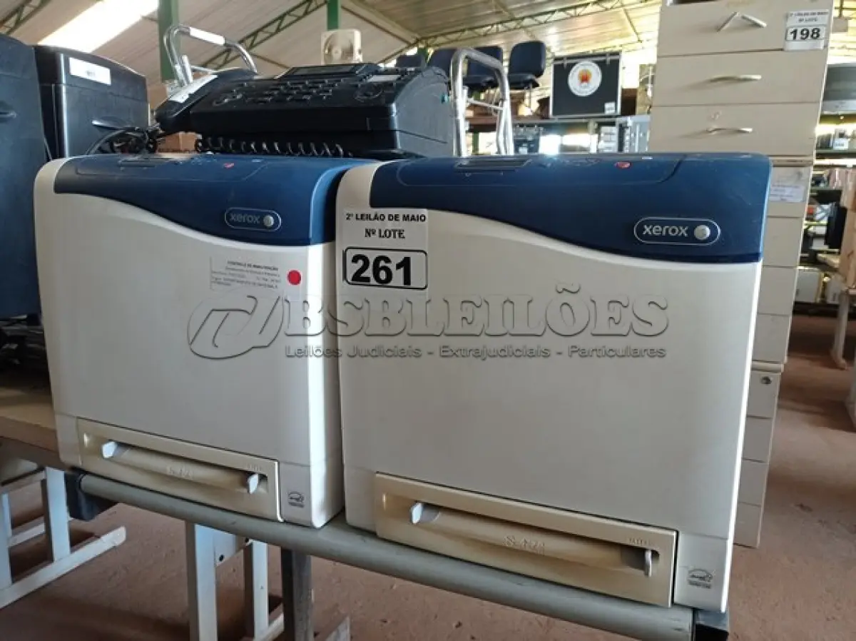 LOTE 261 - 01 IMPRESSORA MARCAS XEROX PHASER 6500 E 01 APARELHO DE FAX. (NO ESTADO) ATENÇÃO! FAZER A VISITAÇÃO ANTES DE ARREMATAR, NÃO SABEMOS SE FUNCIONA. LEILÃO NÃO TEM GARANTIA E NEM DEVOLUÇÃO, SUJEITO A POSSÍVEIS AVARIAS VISÍVEIS/OCULTAS E/OU AUSÊNCIA DE COMPONENTES.