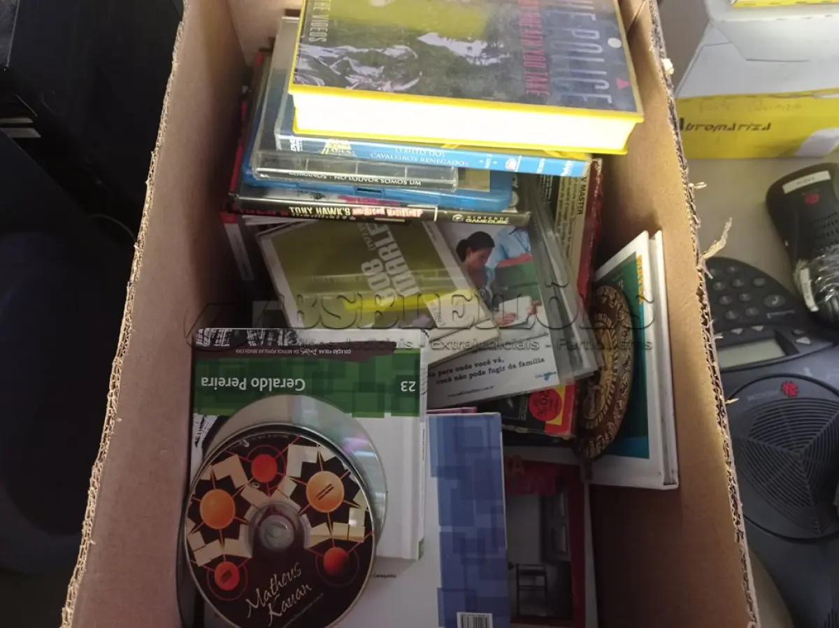 LOTE 253 - 01 LOTE COM CD’S, FITAS CASSETES E DVD’S. (NO ESTADO) ATENÇÃO! FAZER A VISITAÇÃO ANTES DE ARREMATAR, NÃO SABEMOS SE FUNCIONA. LEILÃO NÃO TEM GARANTIA E NEM DEVOLUÇÃO, SUJEITO A POSSÍVEIS AVARIAS VISÍVEIS/OCULTAS E/OU AUSÊNCIA DE COMPONENTES.