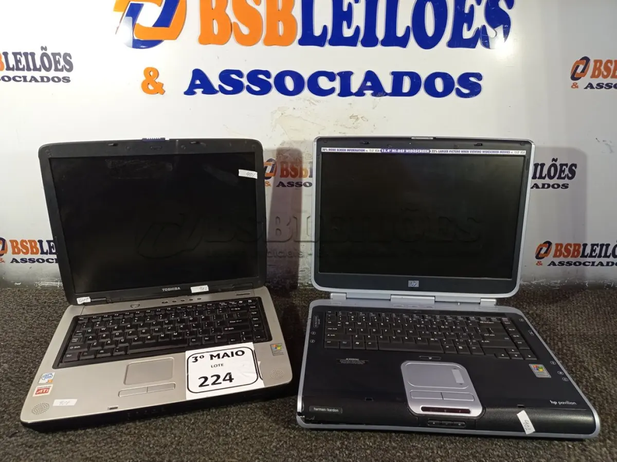 LOTE 224 - 02 NOTEBOOKS PARA RETIRADAS DE PEÇAS. (NO ESTADO) ATENÇÃO! FAZER A VISITAÇÃO ANTES DE ARREMATAR, NÃO SABEMOS SE FUNCIONA. LEILÃO NÃO TEM GARANTIA E NEM DEVOLUÇÃO, SUJEITO A POSSÍVEIS AVARIAS VISÍVEIS/OCULTAS E/OU AUSÊNCIA DE COMPONENTES.