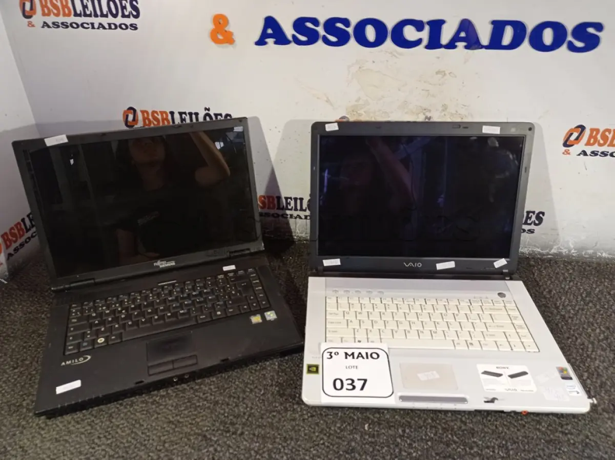 LOTE 037 - 02 NOTBOOK’S, SENDO 01 MARCA SONY VAIO E 01 FUJTSU. (NO ESTADO) ATENÇÃO! FAZER A VISITAÇÃO ANTES DE ARREMATAR, NÃO SABEMOS SE FUNCIONA. LEILÃO NÃO TEM GARANTIA E NEM DEVOLUÇÃO, SUJEITO A POSSÍVEIS AVARIAS VISÍVEIS/OCULTAS E/OU AUSÊNCIA DE COMPONENTES.