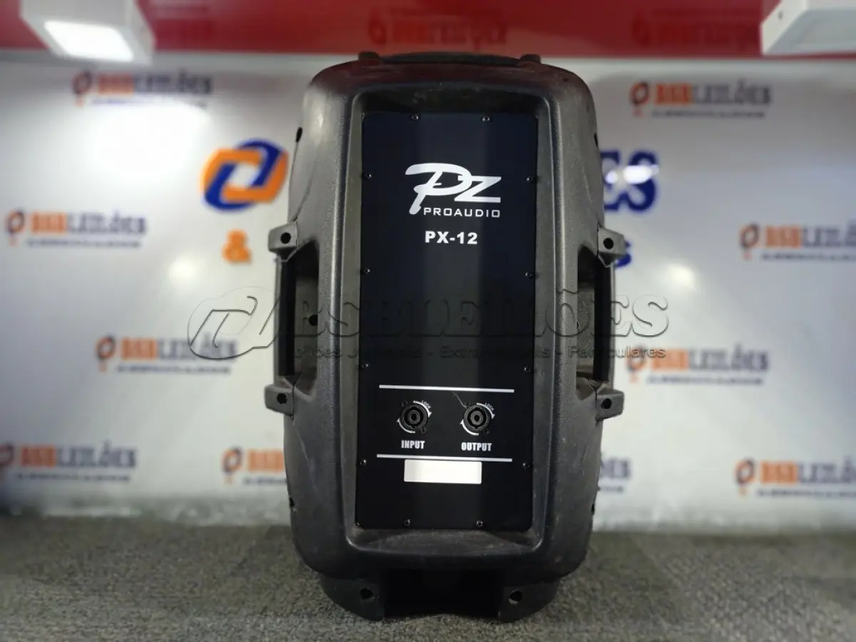 LOTE 076 - 1 CAIXA DE SOM PZPROPASSIVE PROAUDIO PX-12. (NO ESTADO) ATENÇÃO! FAZER A VISITAÇÃO ANTES DE ARREMATAR, NÃO SABEMOS SE FUNCIONA. LEILÃO NÃO TEM GARANTIA E NEM DEVOLUÇÃO, SUJEITO A POSSÍVEIS AVARIAS VISÍVEIS/OCULTAS E/OU AUSÊNCIA DE COMPONENTES.
