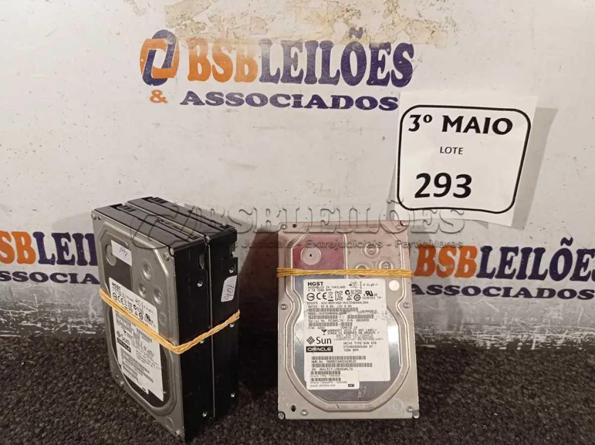 LOTE 293 - 04 HD’S PARA PC DE 4TB. (NO ESTADO) ATENÇÃO! FAZER A VISITAÇÃO ANTES DE ARREMATAR, NÃO SABEMOS SE FUNCIONA. LEILÃO NÃO TEM GARANTIA E NEM DEVOLUÇÃO, SUJEITO A POSSÍVEIS AVARIAS VISÍVEIS/OCULTAS E/OU AUSÊNCIA DE COMPONENTES.