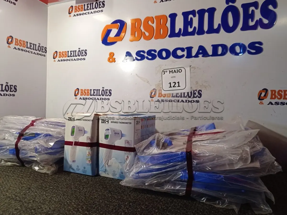 LOTE 121 - 08 TERMÔMETROS E 10 MÁSCARAS. (NO ESTADO) ATENÇÃO! FAZER A VISITAÇÃO ANTES DE ARREMATAR, NÃO SABEMOS SE FUNCIONA. LEILÃO NÃO TEM GARANTIA E NEM DEVOLUÇÃO, SUJEITO A POSSÍVEIS AVARIAS VISÍVEIS/OCULTAS E/OU AUSÊNCIA DE COMPONENTES.