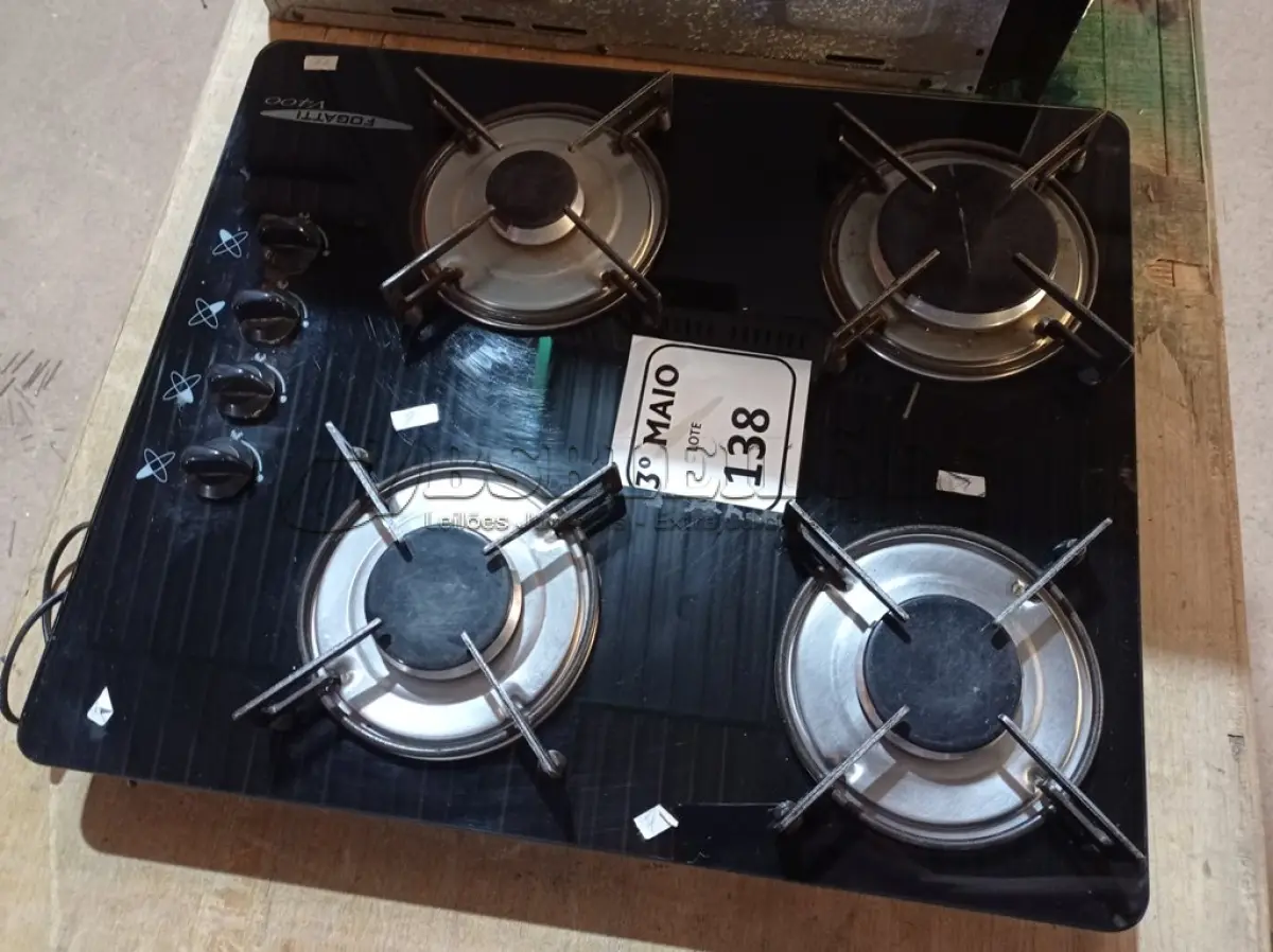 LOTE 138 - 01 COOKTOP MARCA FOGATTI V400. (NO ESTADO) ATENÇÃO! FAZER A VISITAÇÃO ANTES DE ARREMATAR, NÃO SABEMOS SE FUNCIONA. LEILÃO NÃO TEM GARANTIA E NEM DEVOLUÇÃO, SUJEITO A POSSÍVEIS AVARIAS VISÍVEIS/OCULTAS E/OU AUSÊNCIA DE COMPONENTES.