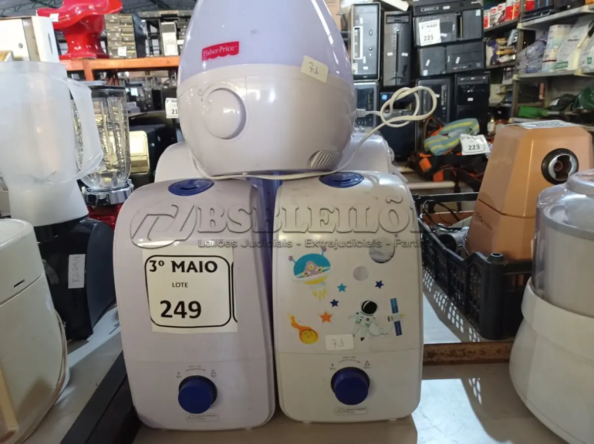 LOTE 249 - 10 UMIDIFICADORES. (NO ESTADO) ATENÇÃO! FAZER A VISITAÇÃO ANTES DE ARREMATAR, NÃO SABEMOS SE FUNCIONA. LEILÃO NÃO TEM GARANTIA E NEM DEVOLUÇÃO, SUJEITO A POSSÍVEIS AVARIAS VISÍVEIS/OCULTAS E/OU AUSÊNCIA DE COMPONENTES.