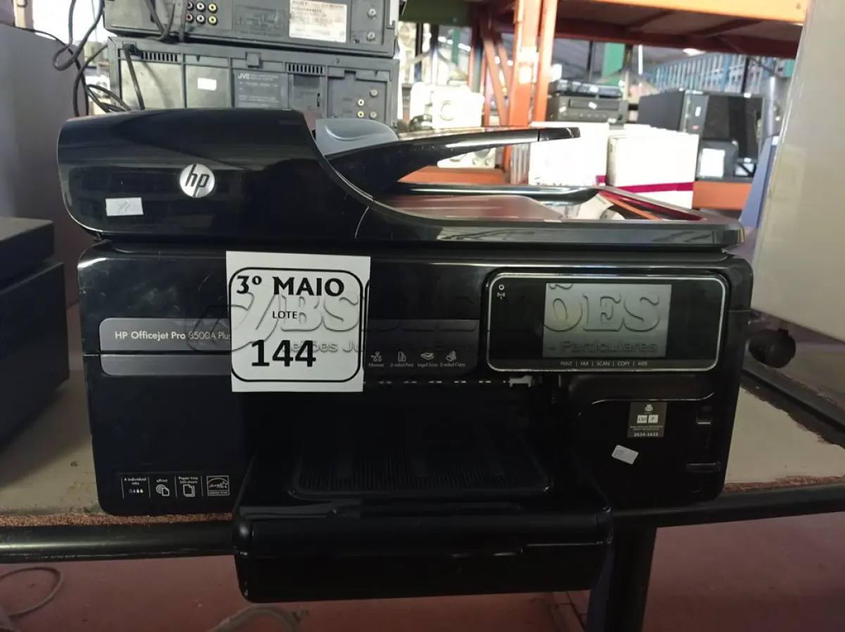 LOTE 144 - 01 IMPRESSORA MULTIFUNCIONAL MARCA HP MODELO 8500 A PLUS. (NO ESTADO) ATENÇÃO! FAZER A VISITAÇÃO ANTES DE ARREMATAR, NÃO SABEMOS SE FUNCIONA. LEILÃO NÃO TEM GARANTIA E NEM DEVOLUÇÃO, SUJEITO A POSSÍVEIS AVARIAS VISÍVEIS/OCULTAS E/OU AUSÊNCIA DE COMPONENTES.