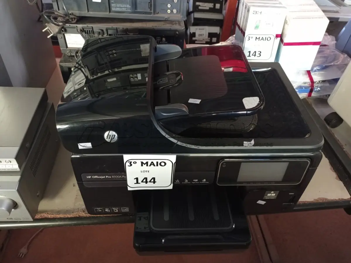 LOTE 144 - 01 IMPRESSORA MULTIFUNCIONAL MARCA HP MODELO 8500 A PLUS. (NO ESTADO) ATENÇÃO! FAZER A VISITAÇÃO ANTES DE ARREMATAR, NÃO SABEMOS SE FUNCIONA. LEILÃO NÃO TEM GARANTIA E NEM DEVOLUÇÃO, SUJEITO A POSSÍVEIS AVARIAS VISÍVEIS/OCULTAS E/OU AUSÊNCIA DE COMPONENTES.