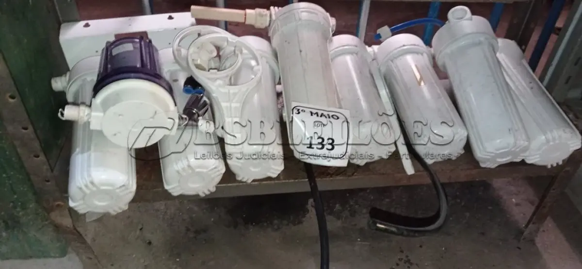 LOTE 133 - 09 FILTROS RESIDENCIAIS. (NO ESTADO) ATENÇÃO! FAZER A VISITAÇÃO ANTES DE ARREMATAR, NÃO SABEMOS SE FUNCIONA. LEILÃO NÃO TEM GARANTIA E NEM DEVOLUÇÃO, SUJEITO A POSSÍVEIS AVARIAS VISÍVEIS/OCULTAS E/OU AUSÊNCIA DE COMPONENTES.