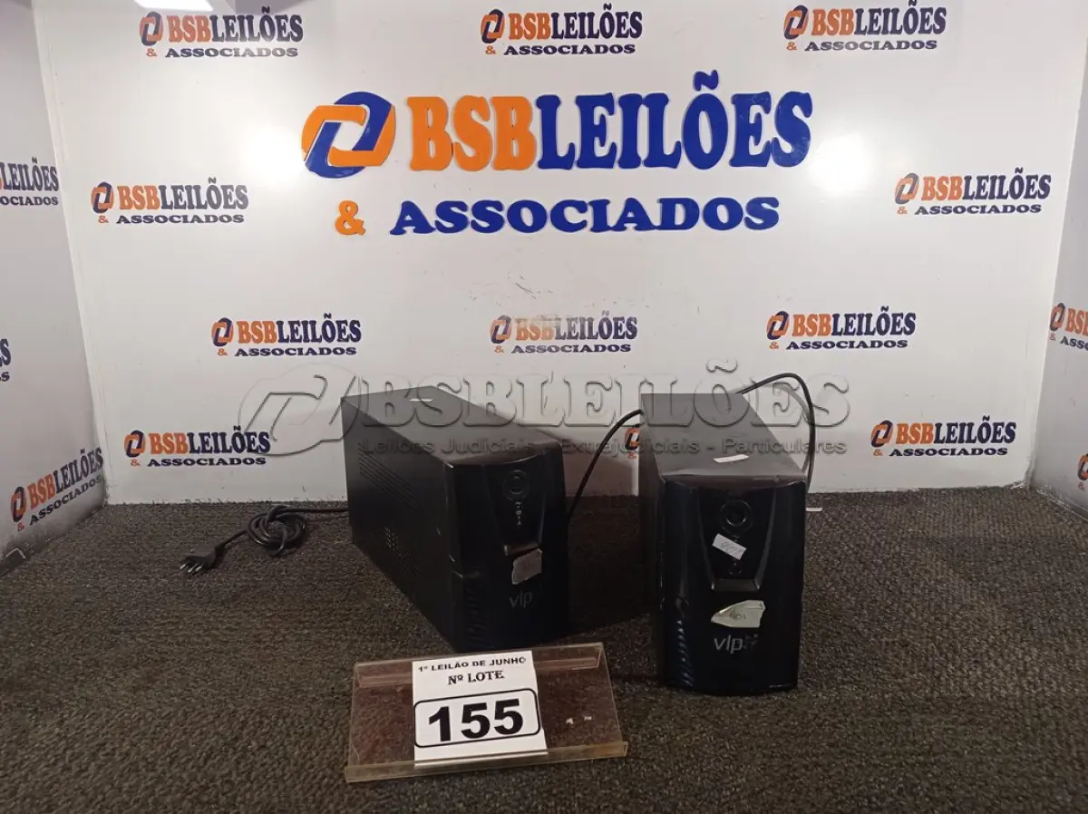 LOTE 155 - 02 NOBREAKS VSI DE 1400VA. (NO ESTADO) ATENÇÃO! FAZER A VISITAÇÃO ANTES DE ARREMATAR, NÃO SABEMOS SE FUNCIONA. LEILÃO NÃO TEM GARANTIA E NEM DEVOLUÇÃO, SUJEITO A POSSÍVEIS AVARIAS VISÍVEIS/OCULTAS E/OU AUSÊNCIA DE COMPONENTES.