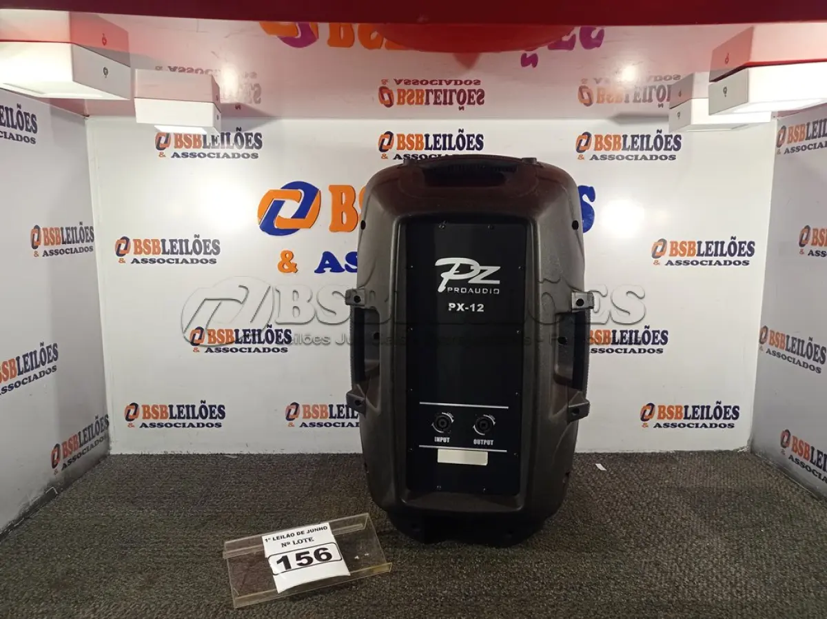 LOTE 156 - 01 CAIXA DE SOM PZ PROPASSIVE PRO ÁUDIO PX-12 (NOVA). (NO ESTADO) ATENÇÃO! FAZER A VISITAÇÃO ANTES DE ARREMATAR, NÃO SABEMOS SE FUNCIONA. LEILÃO NÃO TEM GARANTIA E NEM DEVOLUÇÃO, SUJEITO A POSSÍVEIS AVARIAS VISÍVEIS/OCULTAS E/OU AUSÊNCIA DE COMPONENTES.