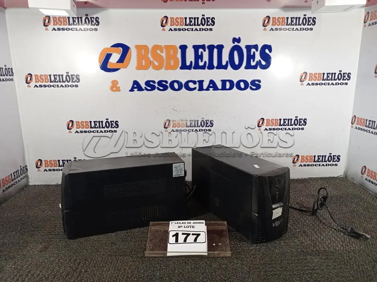 LOTE 177 - 02 NOBREAKS VSI DE 1400VA. (NO ESTADO) ATENÇÃO! FAZER A VISITAÇÃO ANTES DE ARREMATAR, NÃO SABEMOS SE FUNCIONA. LEILÃO NÃO TEM GARANTIA E NEM DEVOLUÇÃO, SUJEITO A POSSÍVEIS AVARIAS VISÍVEIS/OCULTAS E/OU AUSÊNCIA DE COMPONENTES.