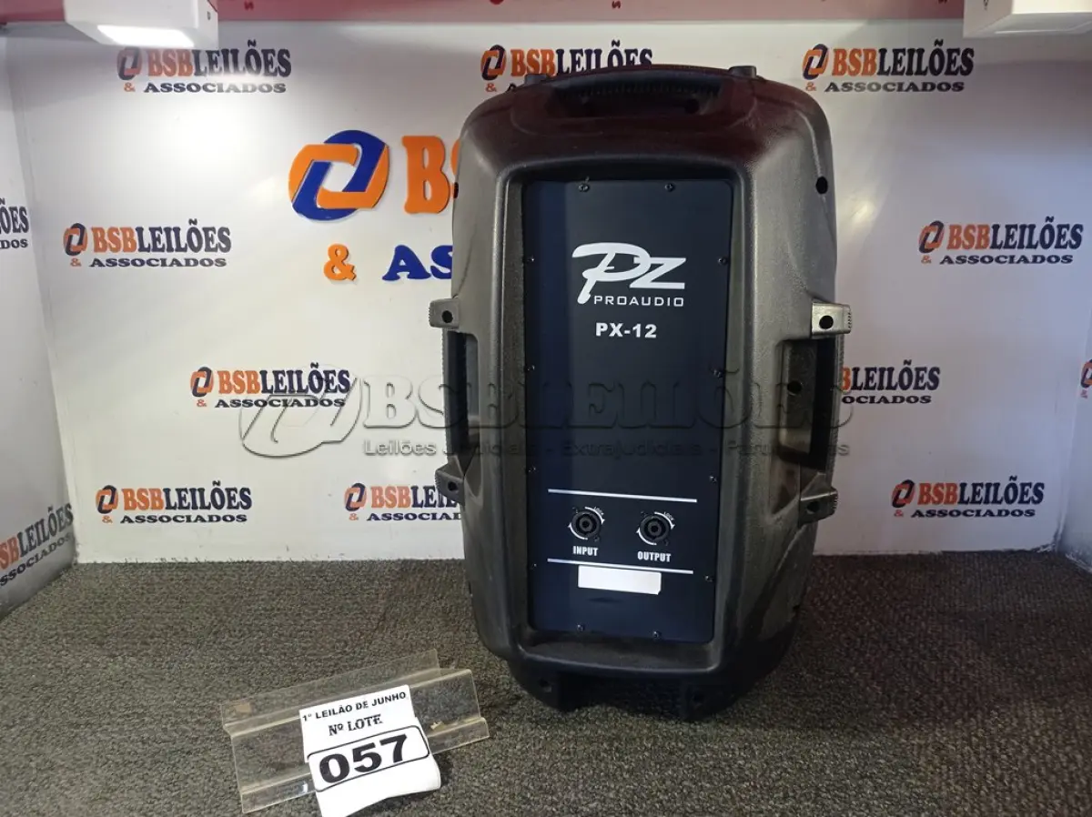 LOTE 057 - 01 CAIXA DE SOM PZ PROPASSIVE PRO ÁUDIO PX-12 (NOVA). (NO ESTADO) ATENÇÃO! FAZER A VISITAÇÃO ANTES DE ARREMATAR, NÃO SABEMOS SE FUNCIONA. LEILÃO NÃO TEM GARANTIA E NEM DEVOLUÇÃO, SUJEITO A POSSÍVEIS AVARIAS VISÍVEIS/OCULTAS E/OU AUSÊNCIA DE COMPONENTES.