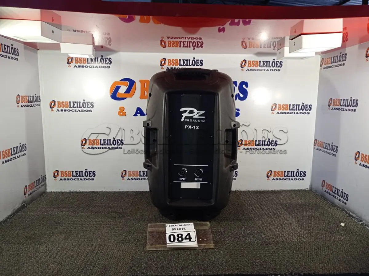 LOTE 084 - 01 CAIXA DE SOM PZ PROPASSIVE PRO ÁUDIO PX-12 (NOVA). (NO ESTADO) ATENÇÃO! FAZER A VISITAÇÃO ANTES DE ARREMATAR, NÃO SABEMOS SE FUNCIONA. LEILÃO NÃO TEM GARANTIA E NEM DEVOLUÇÃO, SUJEITO A POSSÍVEIS AVARIAS VISÍVEIS/OCULTAS E/OU AUSÊNCIA DE COMPONENTES.
