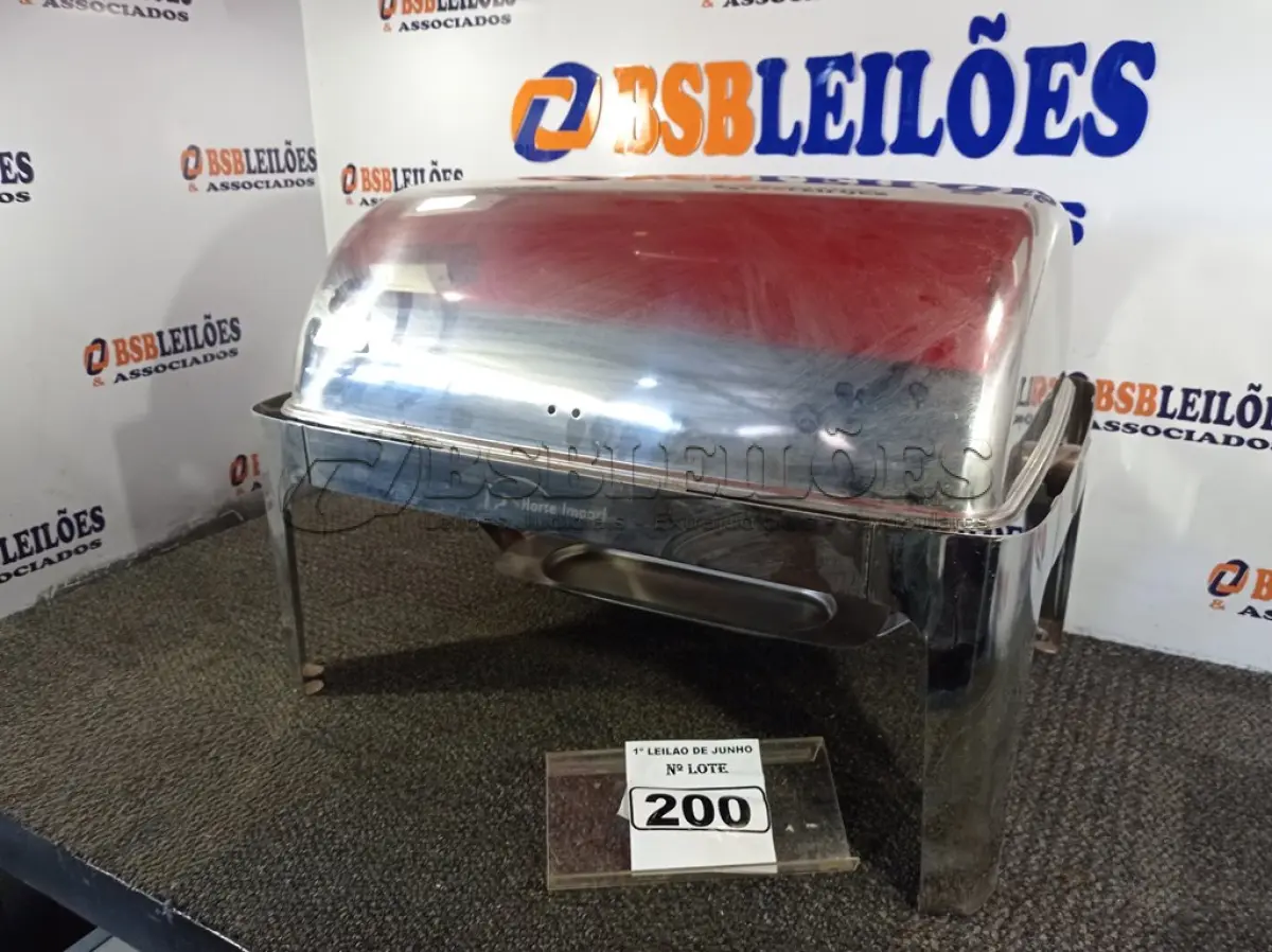 LOTE 200 - 01 RECHAUD EM INOX COM AVARIAS. (NO ESTADO) ATENÇÃO! FAZER A VISITAÇÃO ANTES DE ARREMATAR, NÃO SABEMOS SE FUNCIONA. LEILÃO NÃO TEM GARANTIA E NEM DEVOLUÇÃO, SUJEITO A POSSÍVEIS AVARIAS VISÍVEIS/OCULTAS E/OU AUSÊNCIA DE COMPONENTES.
