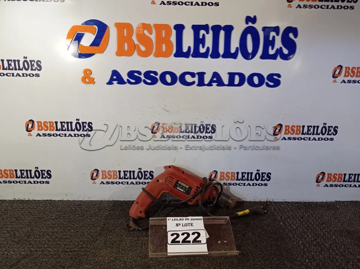 LOTE 222 - 01 PARAFUSADEIRA/FURADEIRA MARCA SCHUZ 220V. (NO ESTADO) ATENÇÃO! FAZER A VISITAÇÃO ANTES DE ARREMATAR, NÃO SABEMOS SE FUNCIONA. LEILÃO NÃO TEM GARANTIA E NEM DEVOLUÇÃO, SUJEITO A POSSÍVEIS AVARIAS VISÍVEIS/OCULTAS E/OU AUSÊNCIA DE COMPONENTES.