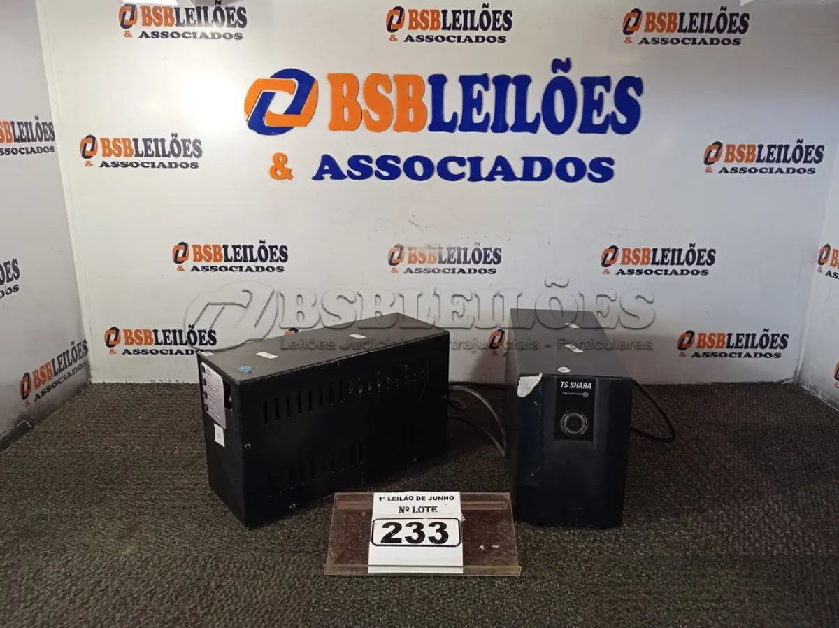 LOTE 233 - 02 NOBREAKS, SENDO 01 DE 1500VA E 01 DE 1400VA.  (NO ESTADO) ATENÇÃO! FAZER A VISITAÇÃO ANTES DE ARREMATAR, NÃO SABEMOS SE FUNCIONA. LEILÃO NÃO TEM GARANTIA E NEM DEVOLUÇÃO, SUJEITO A POSSÍVEIS AVARIAS VISÍVEIS/OCULTAS E/OU AUSÊNCIA DE COMPONENTES.