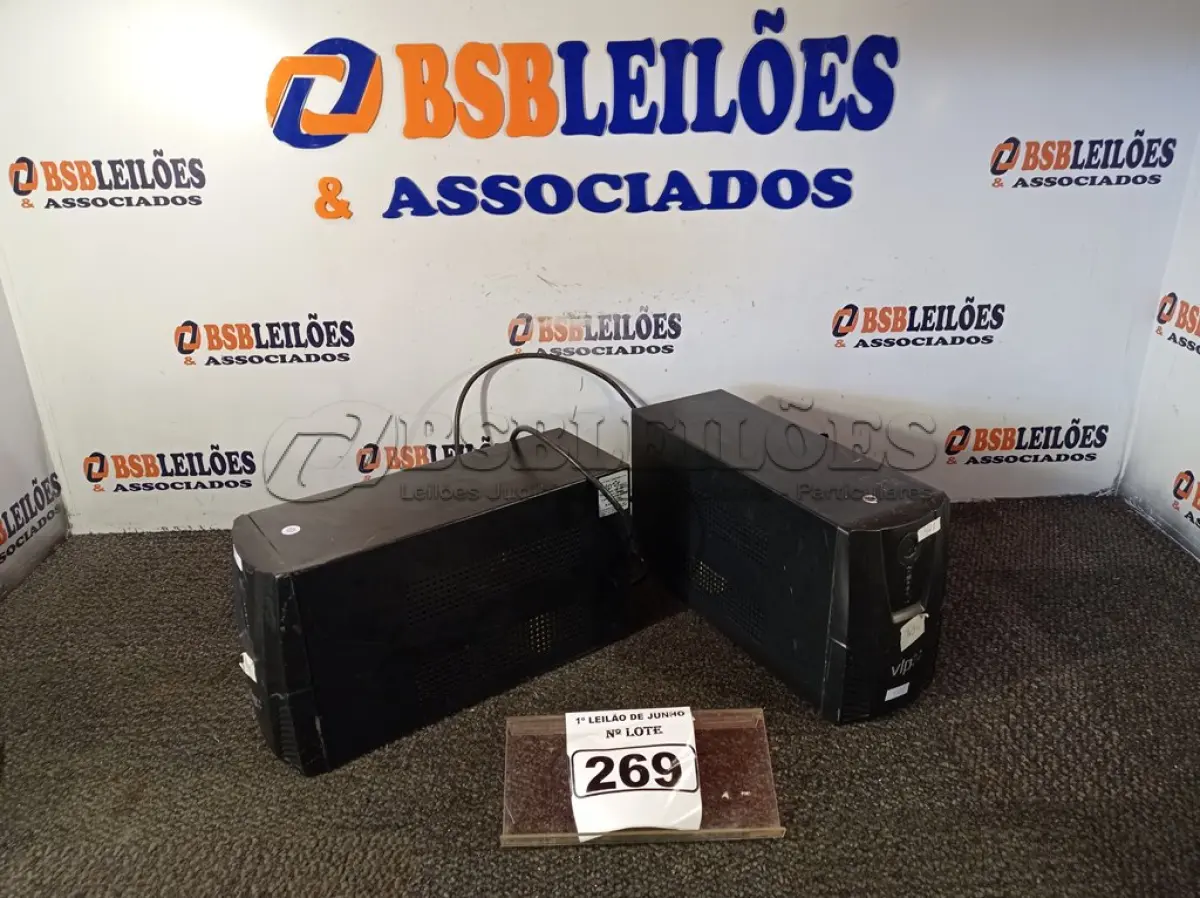 LOTE 269 - 02 NOBREAKS VSI DE 1400VA. (NO ESTADO) ATENÇÃO! FAZER A VISITAÇÃO ANTES DE ARREMATAR, NÃO SABEMOS SE FUNCIONA. LEILÃO NÃO TEM GARANTIA E NEM DEVOLUÇÃO, SUJEITO A POSSÍVEIS AVARIAS VISÍVEIS/OCULTAS E/OU AUSÊNCIA DE COMPONENTES.
