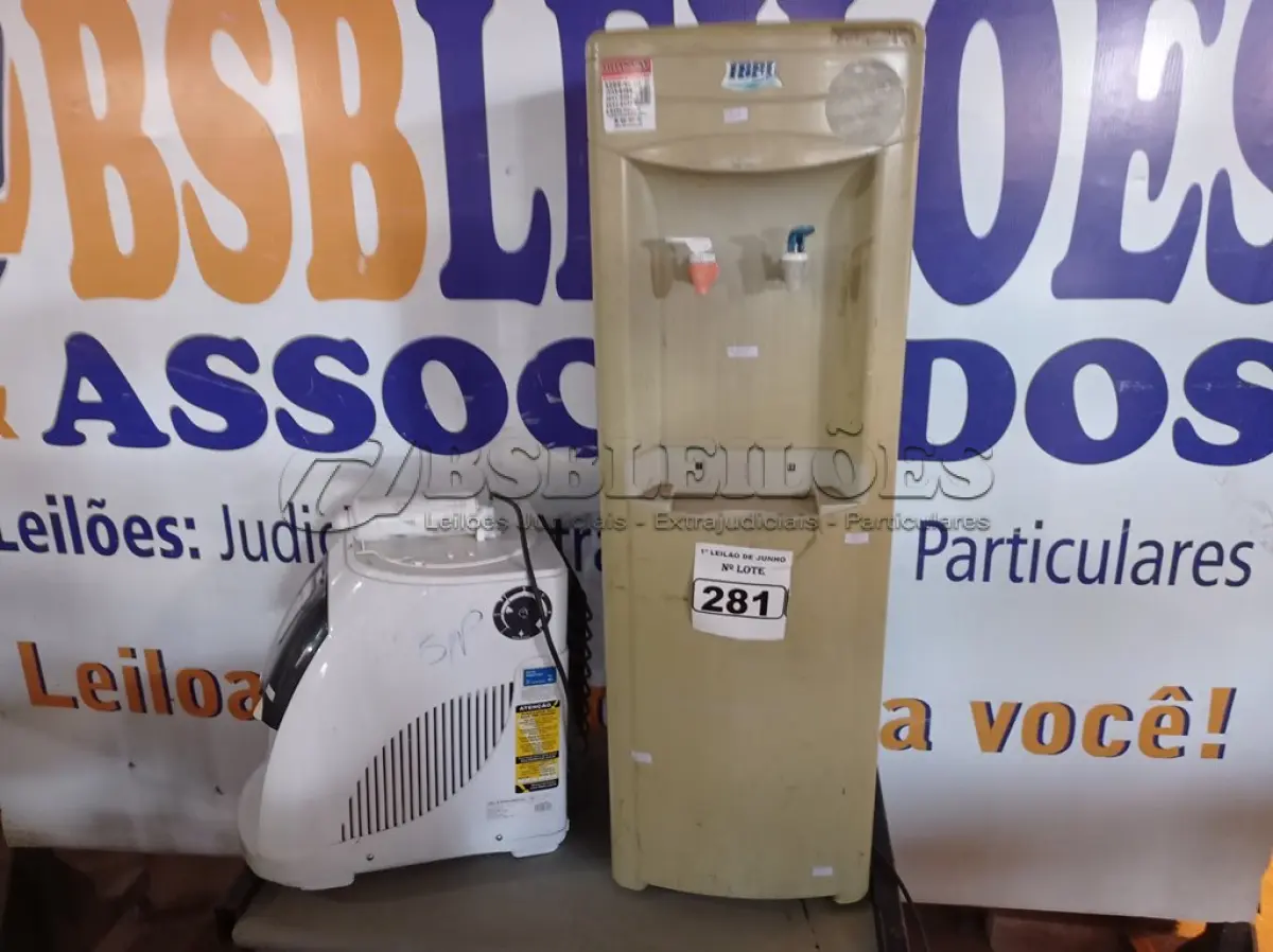 LOTE 281 - 0I PURIFICADOR DE ÁGUA MARCA LIBELL E 01 BEBEDOURO PARA GARRAFÃO MARCA IBBL. (NO ESTADO) ATENÇÃO! FAZER A VISITAÇÃO ANTES DE ARREMATAR, NÃO SABEMOS SE FUNCIONA. LEILÃO NÃO TEM GARANTIA E NEM DEVOLUÇÃO, SUJEITO A POSSÍVEIS AVARIAS VISÍVEIS/OCULTAS E/OU AUSÊNCIA DE COMPONENTES.