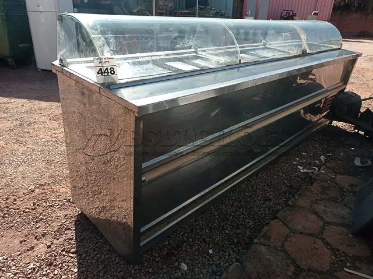 LOTE 448 - 01 BALCÃO REFRIGERADA EM INOX. (NO ESTADO) ATENÇÃO! FAZER A VISITAÇÃO ANTES DE ARREMATAR, NÃO SABEMOS SE FUNCIONA. LEILÃO NÃO TEM GARANTIA E NEM DEVOLUÇÃO, SUJEITO A POSSÍVEIS AVARIAS VISÍVEIS/OCULTAS E/OU AUSÊNCIA DE COMPONENTES.